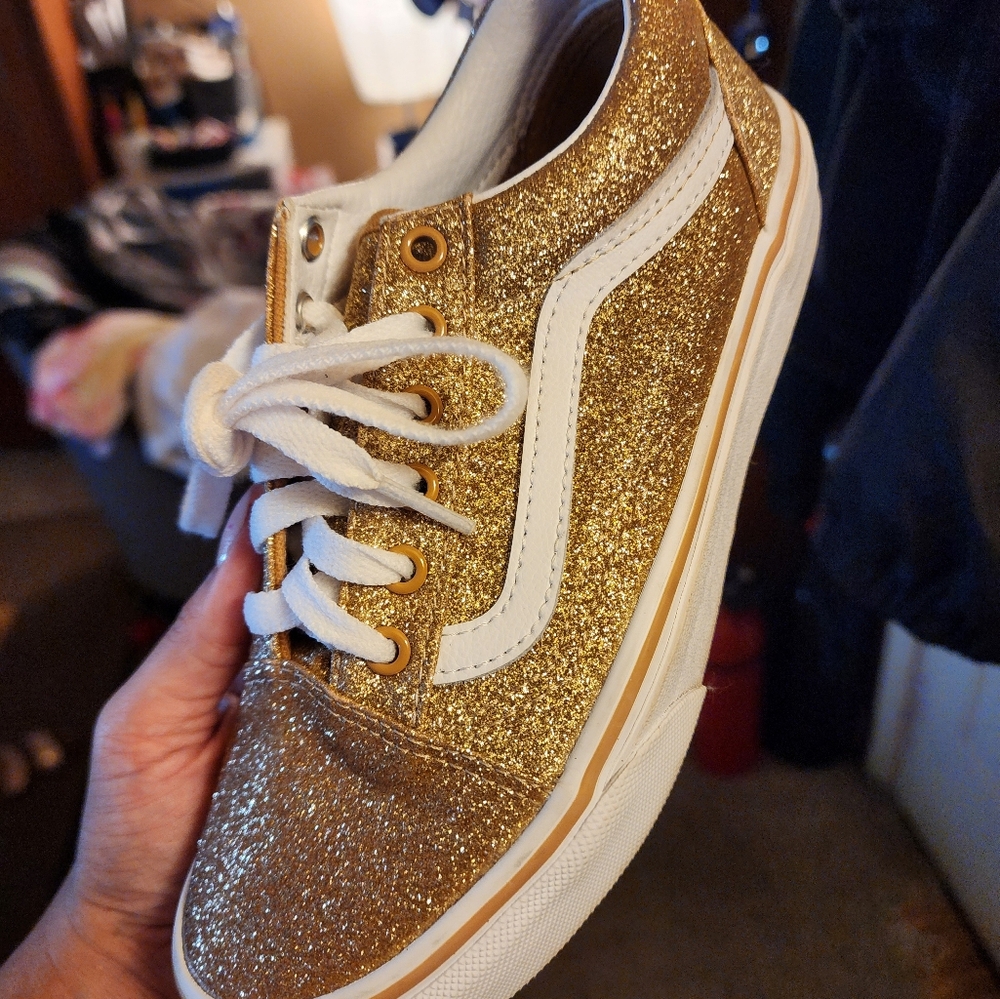Gold Glitter Vans
